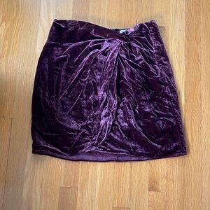 Elegant Velvet Maroon Skirt with Side Gather